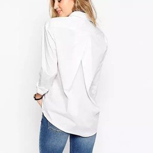 ASOS DESIGN slim long sleeve boyfriend shirt with pleat detail back NWOT